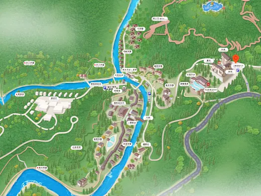 九湖镇结合景区手绘地图智慧导览和720全景技术，可以让景区更加“动”起来，为游客提供更加身临其境的导览体验。